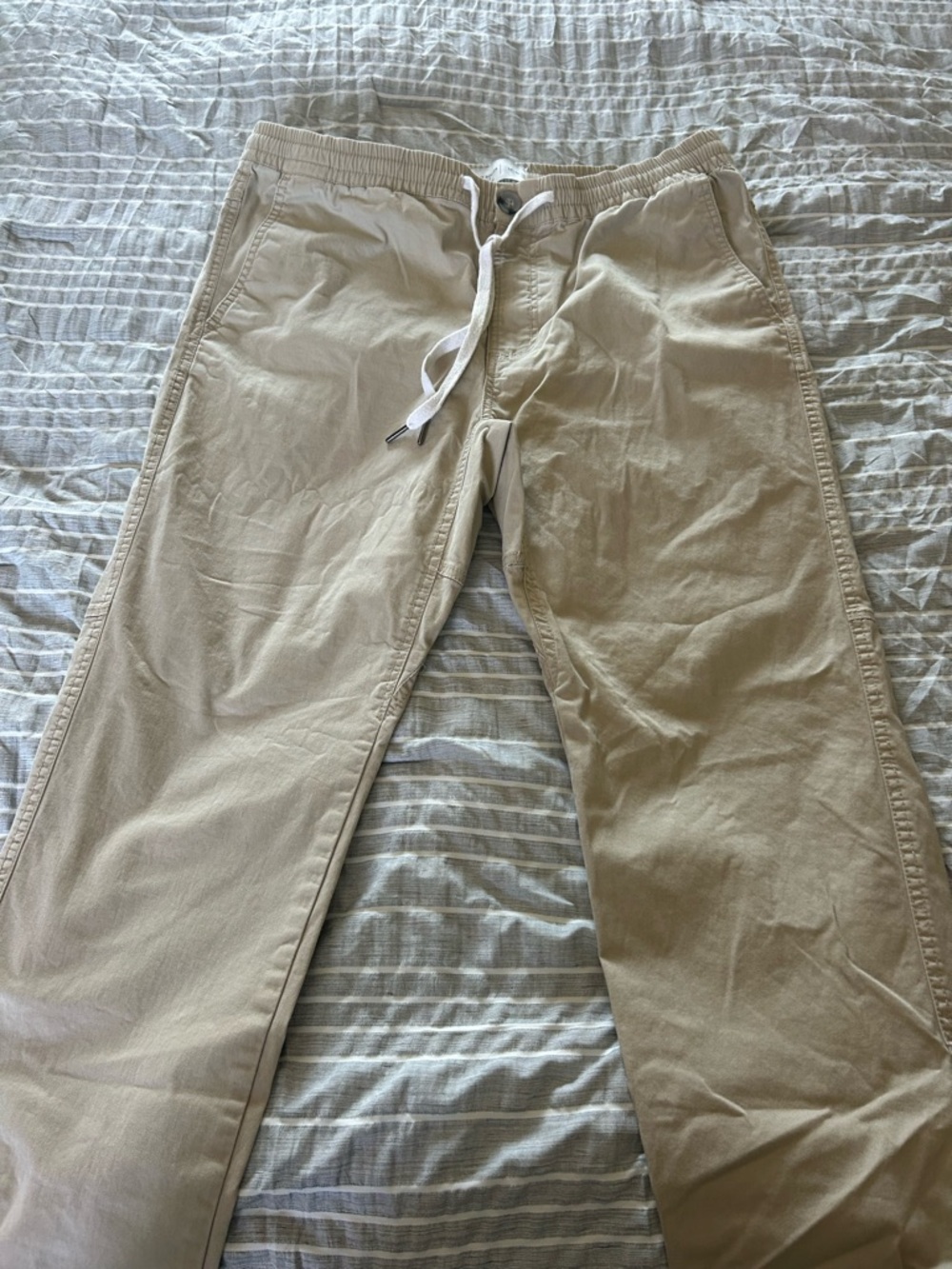Men's Casual Drawstring Chino Pants in Beige